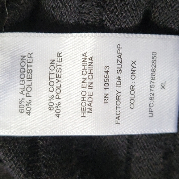 Daisy Fuentes black wide neck textured knit long sleeve tunic sweater - Picture 12 of 12